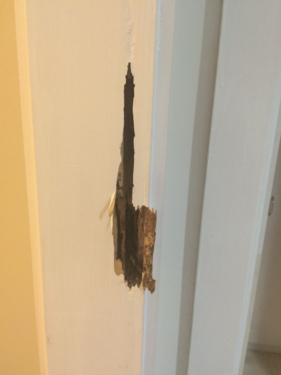 Damaged door frame