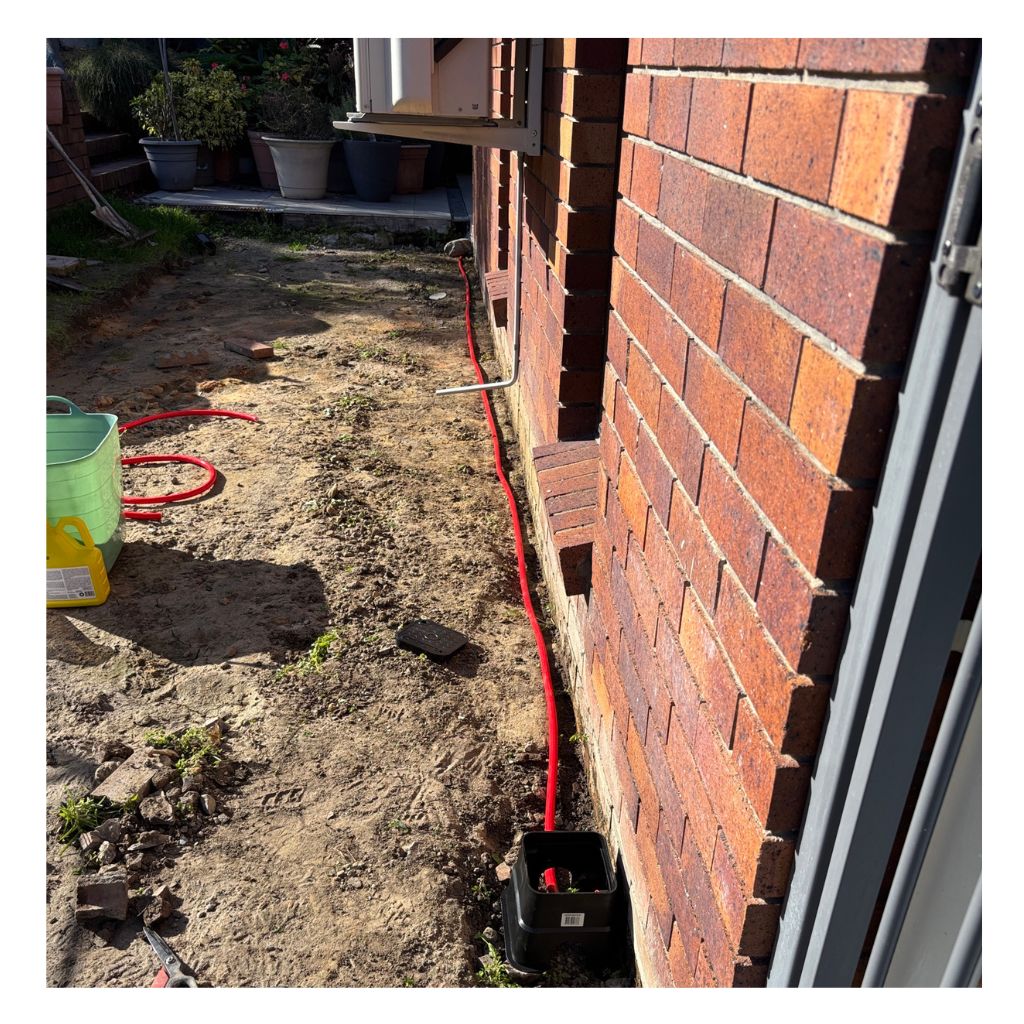 TermX reticulation pipe installed directly against the structure as a form of Termite Management System